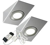 2x 2.6W LED Kitchen Wedge Spot Light & Driver Kit Stainless Steel Warm White