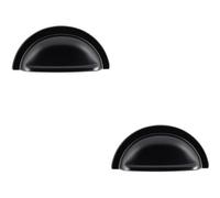 Loops 2X Cabinet Cup Pull Handle 91 X 45mm 76mm Fixing Centres Matt Black