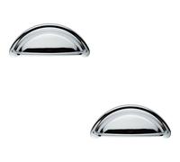 Loops 2x Cabinet Cup Pull Handle 94 x 41.5mm 76mm Fixing Centres Polished Chrome Loops Multicolor