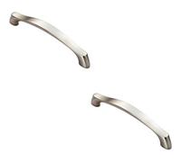 Loops 2X Chunky Arched Grip Pull Handle 194 X 17mm 160mm Fixing Centres Satin Nickel