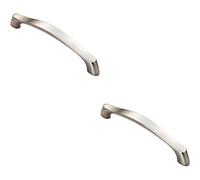 Loops 2x Chunky Arched Grip Pull Handle 194 x 17mm 160mm Fixing Centres Satin Nickel in Metallics Loops Metallics