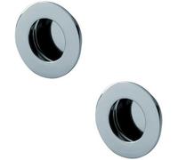 Loops 2X Circular Low Profile Recessed Flush Pull 50mm Diameter Bright Stainless Steel