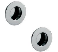 Loops 2X Circular Low Profile Recessed Flush Pull 80mm Diameter Bright Stainless Steel