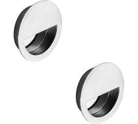 Loops 2X Circular Low Profile Recessed Flush Pull 90mm Diameter Bright Stainless Steel