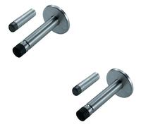 Loops 2x Coat Hook on Concealed Fix Rose Rubber Tip 93mm Projection Satin Steel in Metallics Loops Metallics