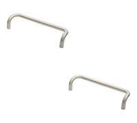 Loops 2x Cranked Door Pull Handle 19mm Dia 300mm Fixing Centres Satin Steel in Metallics Loops Metallics