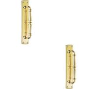 Loops 2X Cranked Ornate Door Pull Handle 380 X 65mm Backplate Polished Brass