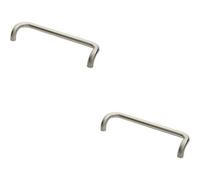 Loops 2X Cranked Pull Handle 480 X 30mm 450M Fixing Centres Satin Stainless Steel