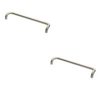 Loops 2X Cranked Pull Handle 630 X 30mm 600mm Fixing Centres Satin Stainless Steel