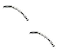 Loops 2X Curved Bow Cabinet Pull Handle 119 X 10mm 96mm Fixing Centres Chrome