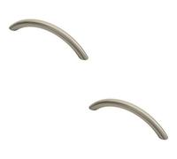 Loops 2X Curved Bow Cabinet Pull Handle 119 X 10mm 96mm Fixing Centres Satin Nickel