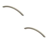 Loops 2X Curved Bow Cabinet Pull Handle 153 X 10mm 128mm Fixing Centres Satin Nickel