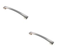 Loops 2x Curved Bow Pull Handle 218.5 x 26mm 192mm Fixing Centres Satin Nickel in Metallics Loops Metallics
