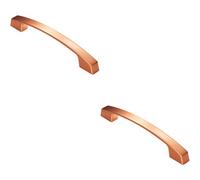 Loops 2X Curved Flat Faced Cupboard Pull Handle 160mm Fixing Centres Satin Copper