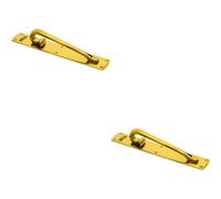 Loops 2X Curved Left Handed Door Pull Handle Engraved With 'pull' Polished Brass