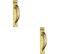 Loops 2x Curved Right Handed Door Pull Handle Engraved with 'Pull' Polished Brass in Metallics Loops Metallics