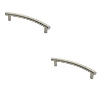Loops 2X Curved T Bar Door Pull Handle 420 X 30mm 350mm Fixing Centres Satin Steel