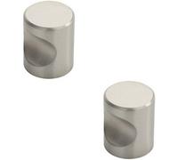 Loops 2X Cylindrical Cupboard Door Knob 25mm Diameter Stainless Steel Cabinet Handle
