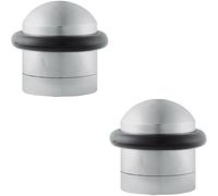 Loops 2x Dome Topped Floor Mounted Door Stop Rubber Buffer 38mm Dia Satin Chrome Loops Multicolor