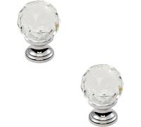 Loops 2x Faceted Crystal Cupboard Door Knob 31mm Dia Polished Chrome Cabinet Handle Loops Multicolor
