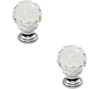 Loops 2x Faceted Crystal Cupboard Door Knob 35mm Dia Polished Chrome Cabinet Handle Loops Multicolor