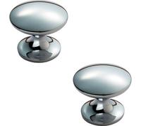 Loops 2X Fingertip Cabinet Door Knob 30mm Diameter Polished Chrome Cupboard Handle