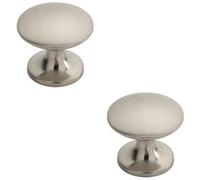 Loops 2X Fingertip Cabinet Door Knob 30mm Diameter Satin Nickel Cupboard Handle