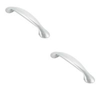 Loops 2X Flared Cabinet Pull Handle 165.5 X 23mm 128mm Fixing Centres Chrome