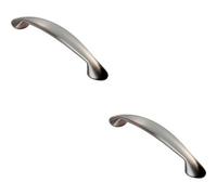 Loops 2X Flared Cabinet Pull Handle 165.5 X 23mm 128mm Fixing Centres Satin Nickel