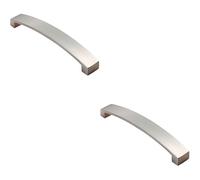 Loops 2x Flat Curved Bow Pull Handle 238 x 25mm 224mm Fixing Centres Satin Nickel in Metallics Loops Metallics