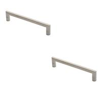 Loops 2x Flat D Bar Door Pull Handle 315 x 15mm 300mm Fixing Centres Satin Steel in Metallics Loops Metallics