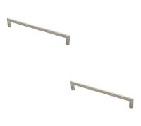Loops 2x Flat D Bar Door Pull Handle 475 x 15mm 350mm Fixing Centres Satin Steel in Metallics Loops Metallics