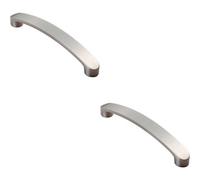 Loops 2X Flat Fronted Bow Pull Handle 140 X 12mm 128mm Fixing Centres Satin Nickel