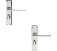 Loops 2x Flat Straight Lever on Bathroom Backplate Handle 180 x 40mm Satin Chrome Loops Multicolor
