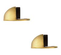 Loops 2x Floor mounted Oval Doorstop 44 x 22mm Polished Brass Half Moon Stopper in Metallics Loops Metallics