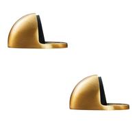 Loops 2x Floor mounted Oval Doorstop 44 x 22mm Satin Brass Half Moon Stopper in Metallics Loops Metallics