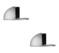 Loops 2x Floor mounted Oval Doorstop 44 x 22mm Satin Chrome Half Moon Stopper Loops Multicolor