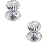 Loops 2X Flower Design Textured Cupboard Door Knob 31mm Diameter Polished Chrome