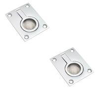 Loops 2x Flush Ring Recessed Pull Handle 50 x 38mm 8mm Depth Satin Chrome Loops Multicolor