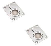 Loops 2X Flush Ring Recessed Pull Handle 63 X 48.5mm 8.5mm Depth Satin Chrome