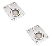 Loops 2x Flush Ring Recessed Pull Handle 63 x 48.5mm 8.5mm Depth Satin Chrome Loops Multicolor