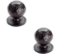 Loops 2X Hammered Ball Cupboard Door Knob 33mm Diameter Black Antique Cabinet Handle