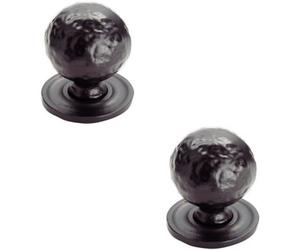 Loops 2X Hammered Ball Cupboard Door Knob 33mm Diameter Black Antique Cabinet Handle