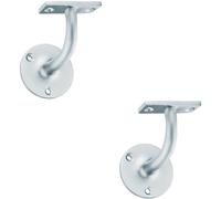 Loops 2x Heavyweight Handrail Bannister Bracket 80mm Projection Satin Chrome Loops Multicolor