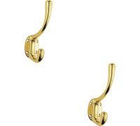 Loops 2x Heavyweight One Piece Hat & Coat Hook 76mm Projection Polished Brass in Metallics Loops Metallics