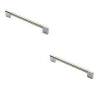 Loops 2X Keyhole Bar Pull Handle 204 X 14mm 192mm Fixing Centres Satin Nickel & Chrome