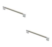 Loops 2X Keyhole Bar Pull Handle 236 X 14mm 224mm Fixing Centres Satin Nickel & Chrome