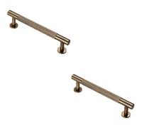 Loops 2X Knurled Bar Door Pull Handle 158 X 13mm 128mm Fixing Centres Antique Brass