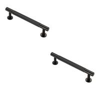 Loops 2X Knurled Bar Door Pull Handle 158 X 13mm 128mm Fixing Centres Matt Black