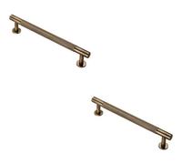 Loops 2X Knurled Bar Door Pull Handle 190 X 13mm 160mm Fixing Centres Antique Brass